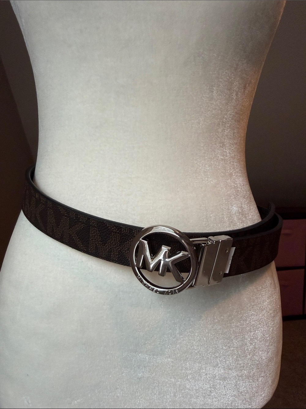 Michael Kors Signature MK Logo Reversible Belt - Brown/Black